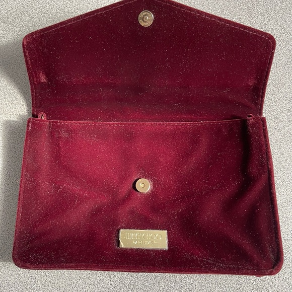 Jimmy Choo Perfume Burgundy Red Velvet Crossbody Bag - Picture 6 of 11
